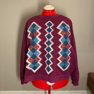 Savage Fenty handmade Upcycled Sweatshirt 2X Custom Patchwork Quilt cottagecore